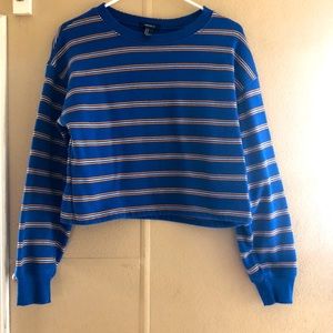 Forever 21 Striped Fleece Cropped Sweatshirt